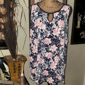 Espresso Navy and Pink Floral Blouse